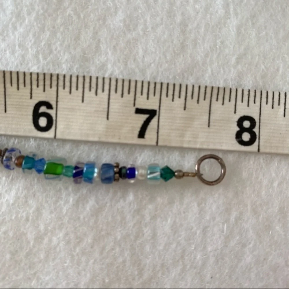 925 Sterling Silver Cerulean Turquoise Blue Green Handmade Beaded Bracelet NEW
